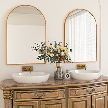 HARRITPURE 24" x 36" Wall Mirror Arched Bathroom Mirrors Aluminum Alloy Frame...