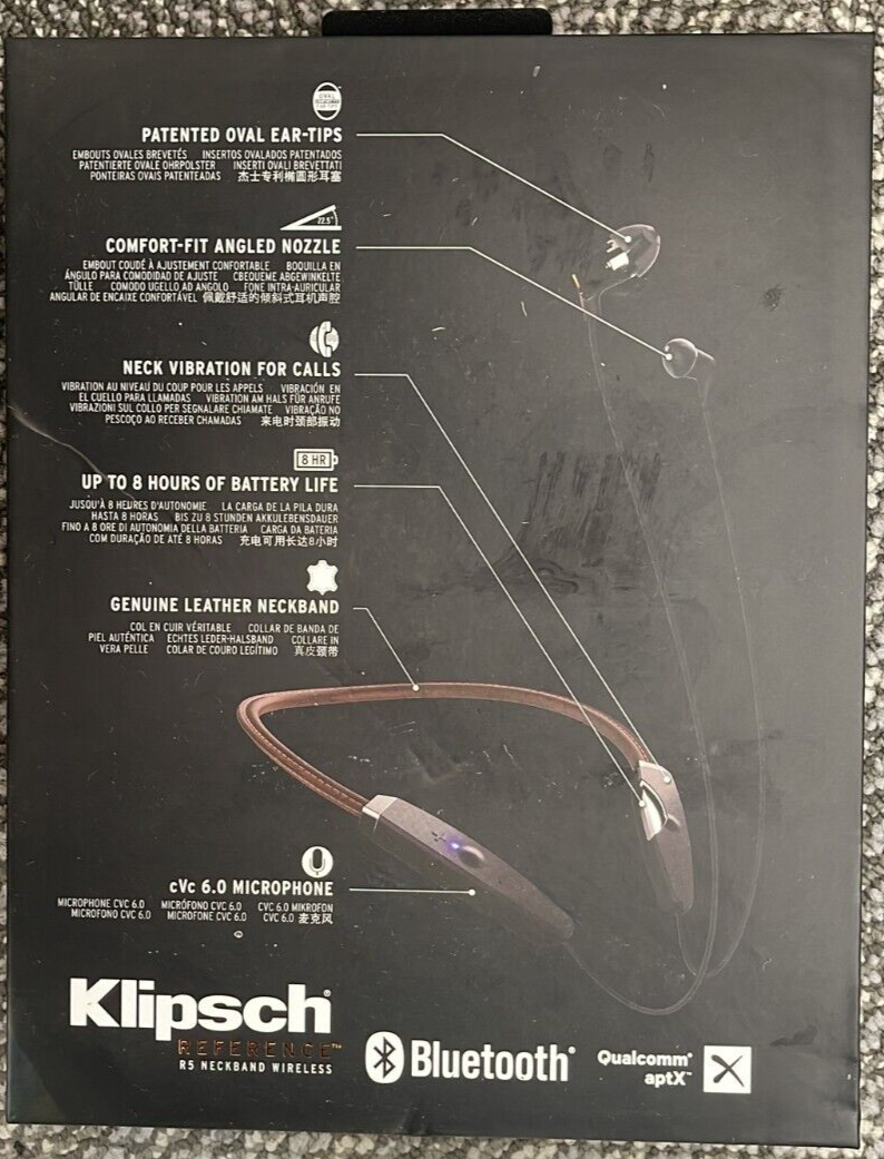 Klipsch R5 Neckband In-ear wireless Bluetooth headphones New Sealed