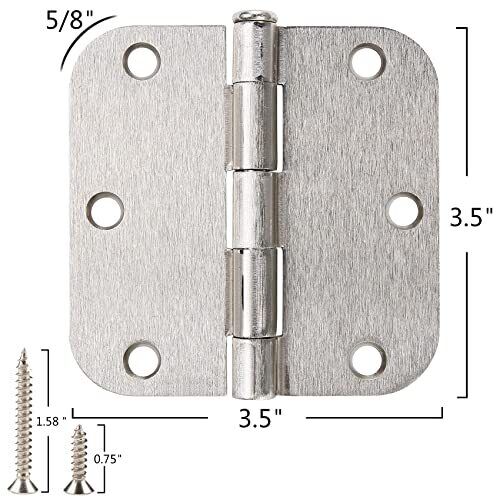 42 Pack Satin Nickel Door Hinges 3.5 x 3.5 Inch Interior 3 1/2 Inch Door Hing...