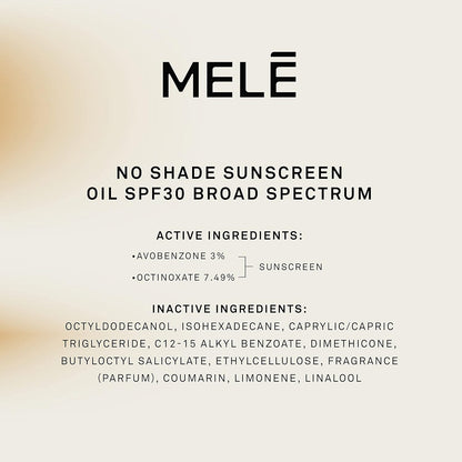 Mele Sunscreen Oil No Shade SPF 30 For UV Protection Blends In Without a Trace 1 oz