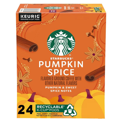 Starbucks K-Cup Coffee Pods—Dark Roast Coffee—Roast for Keurig Brewers—100% Arabica— Essentially for Southern Basics (Pumpkin Spice)