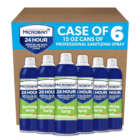 P&G Microban 24 Aerosol Disinfectant Spray, 24 Hour Sanitizing and Antibacterial Spray, Citrus Scent, Pack of 6, 15 fl oz. Each